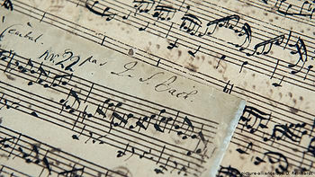 photo by D. Reinhardt of Bach manuscript original sold at christie's auction house 2016 for 2.5 million pounds